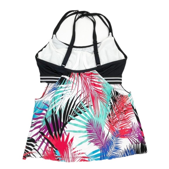 JAG Swimwear Tropical-Print Cross-Back Tankini Top - Picture 4 of 9